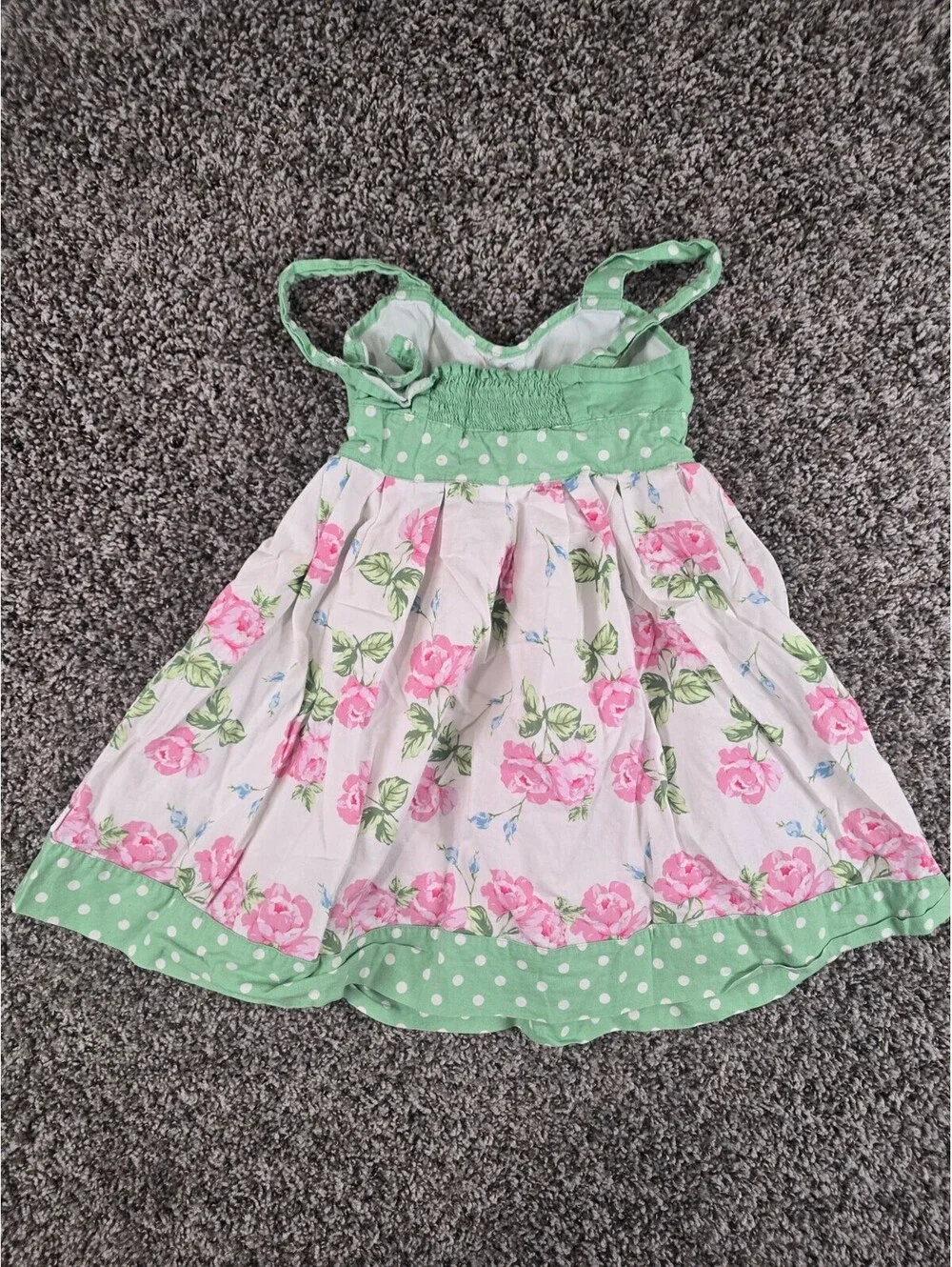 Pumpkin Patch Boutique Girls Sz 7 a Line Sundress Dress Green Pink Floral